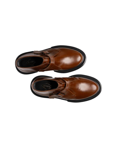 Bottes basses à boucle en cuir marron doré