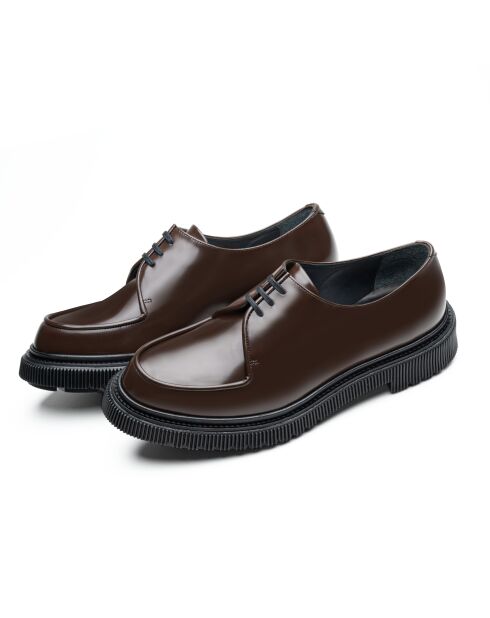 Derbies en cuir de veau brun foncé