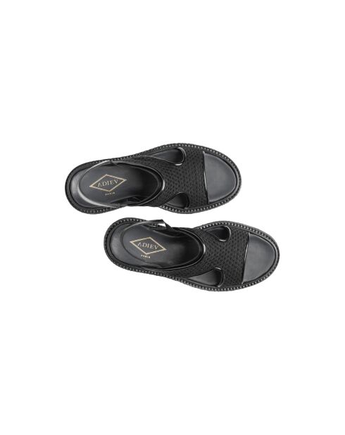 Sandalen van zwart gaas en kalfsleer