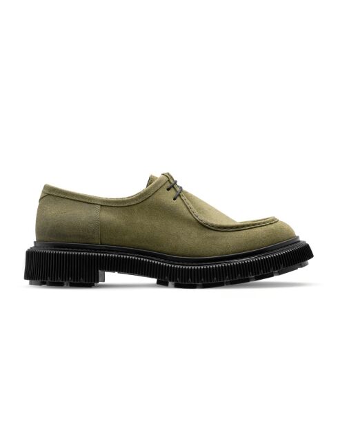 Derbies à lacets en cuir suédé kaki