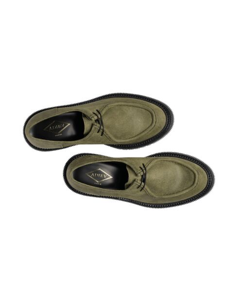 Derbies à lacets en cuir suédé kaki