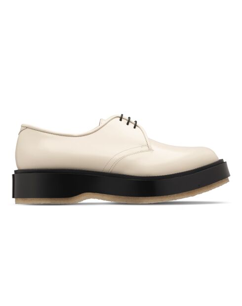 Derbies à lacets en cuir de veau ivoires