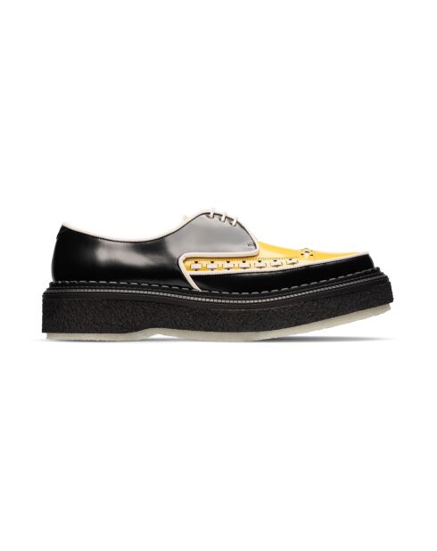 Creepers aus Kalbsleder in Schwarz/Elfenbein/Gelb