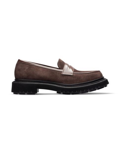Mocassins en suède et cuir terres
