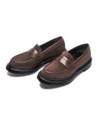 Mocassins en suède et cuir terres