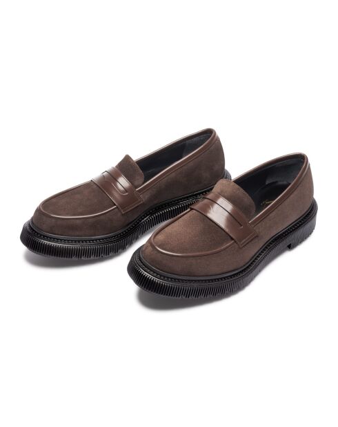 Mocassins en suède et cuir terres