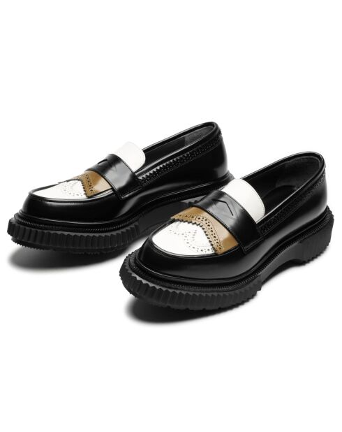 Mocassini in pelle di vitello senape/avorio/nero