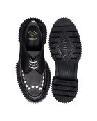 Derbies à lacets en cuir de veau et daim noir/asphalte/ivoire