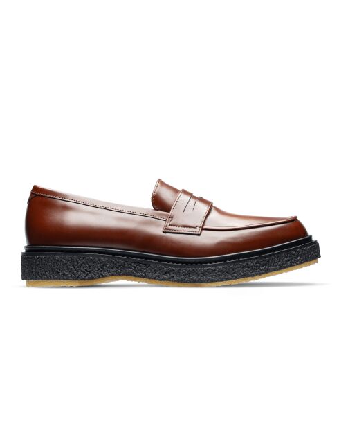 Mocassins en cuir de veau marron dorés