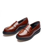 Mocassins en cuir de veau marron dorés