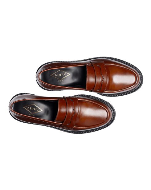 Mocassins en cuir de veau marron dorés