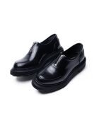 Derbies à fermeture Éclair en cuir de veau noires