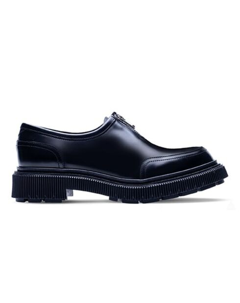 Derbies à fermeture Éclair en cuir de veau noires