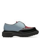 Derbis con cordones en piel de becerro y gamuza gris/roja/negra