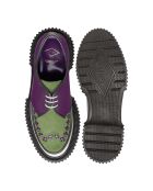 Paars/groen/ivoorkleurige derby's van kalfsleer en suède met veters