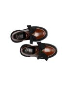 Derbies à noeud en cuir de veau marron dorés