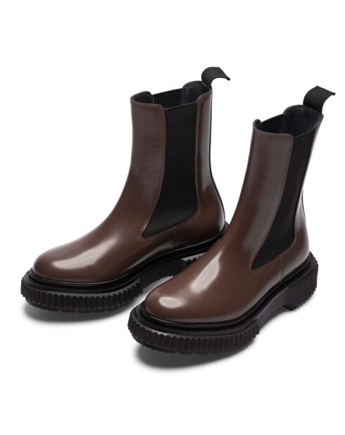 Bottes Chelsea montantes en cuir terres