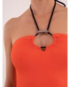 Bandeau-bikinitop met Bandeau Ticuna paprika