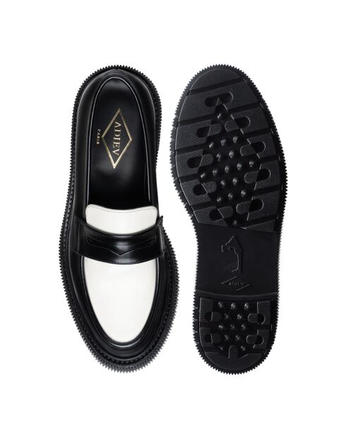 Mocassini in pelle di vitello nero/avorio