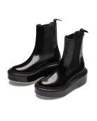 Bottines Chelsea à Plateforme en cuir de veau noires