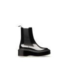 Bottines Chelsea à Plateforme en cuir de veau noires