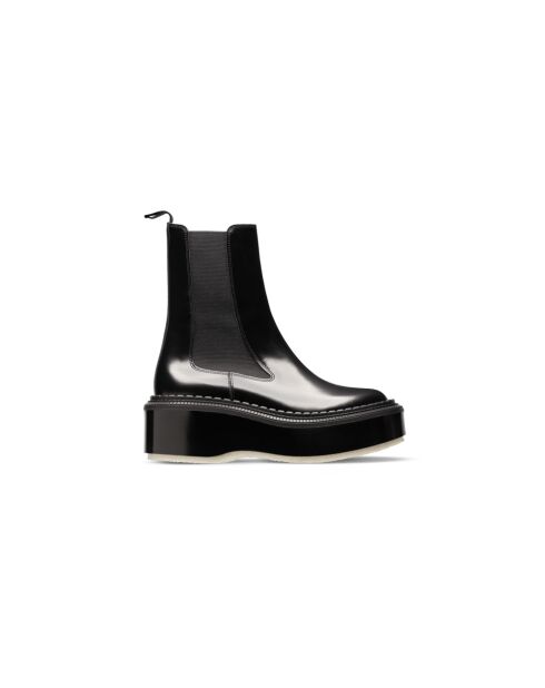 Bottines Chelsea à Plateforme en cuir de veau noires