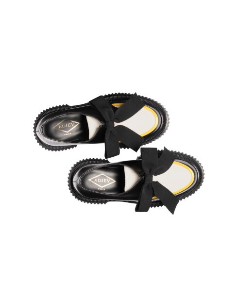 Derbies à noeud en cuir de veau noir/ivoire/jaune