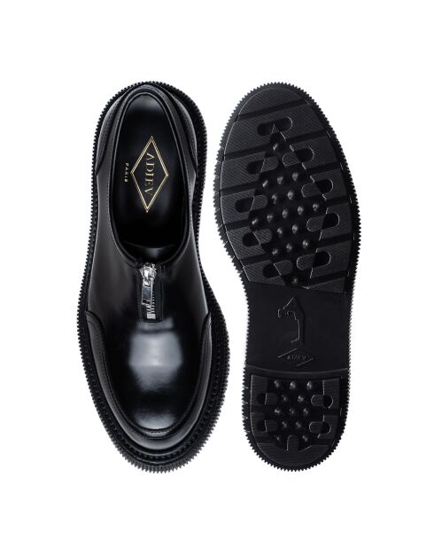 Derbies à fermeture Éclair en cuir de veau noires