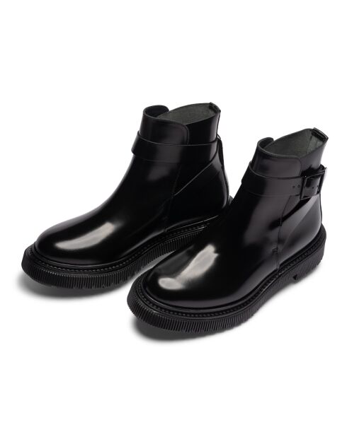 Derbies à boucle en cuir de veau noires