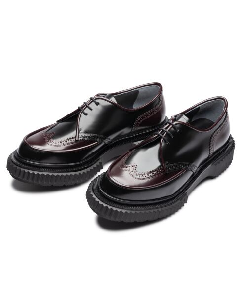 Derbies en cuir de veau noir/bordeaux