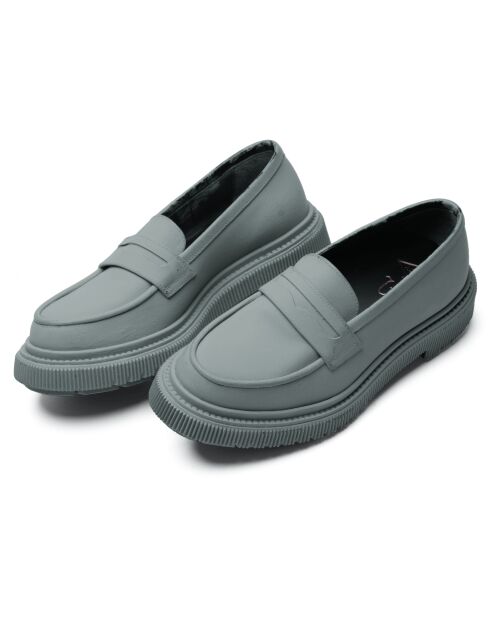 Mocassins en cuir de veau gris