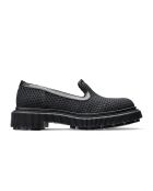 Pantofole nere in mesh e pelle di vitello