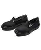 Pantofole nere in mesh e pelle di vitello