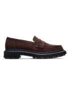 Mocassins en cuir daim brun foncé