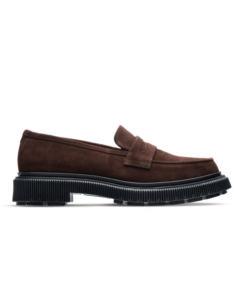 Mocassins en cuir daim brun foncé