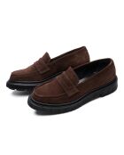 Mocassins en cuir daim brun foncé