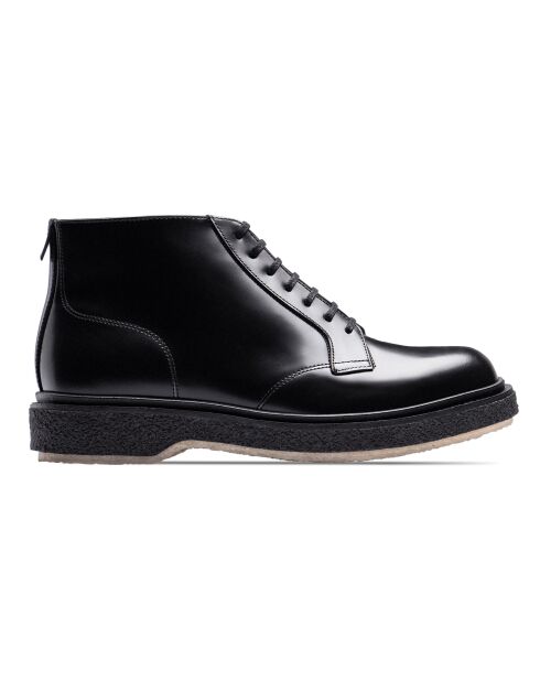 Schwarze Stiefeletten aus Leder mit Schnürung