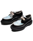 Derby's van kalfsleer met gesp in zwart/blauw/beige