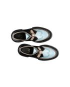 Derby's van kalfsleer met gesp in zwart/blauw/beige