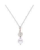 Collier Collbowl Argent Cristal & Perle blanche