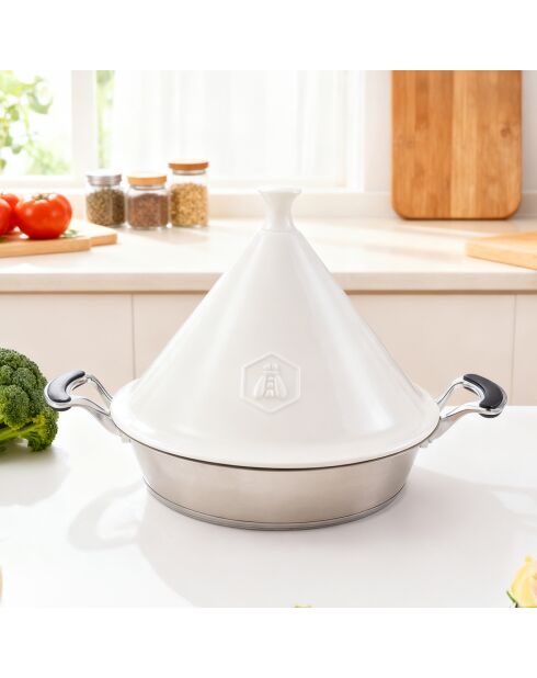 Tajine van roestvrij staal met keramisch deksel 18/8 - 28,5 cm