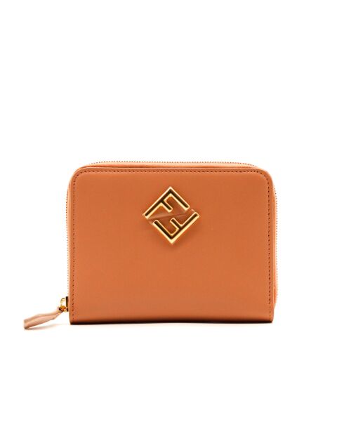 Cartera rosa con cremallera The Fendi Diamonds, 9 x 12,5 x 2 cm, nueva