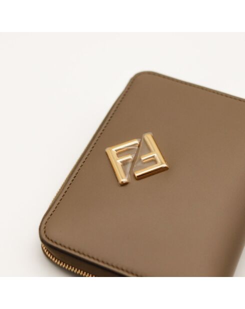 Portafoglio con zip The Fendi Diamonds beige - 9 12,5x2 cm - Nuovo