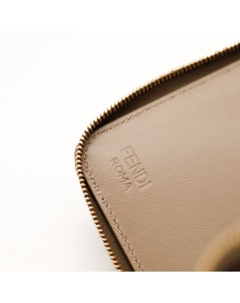 Portafoglio con zip The Fendi Diamonds beige - 9 12,5x2 cm - Nuovo
