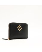 Portafoglio con zip nero Fendi Diamonds - 9x12,5x2 cm - Nuovo
