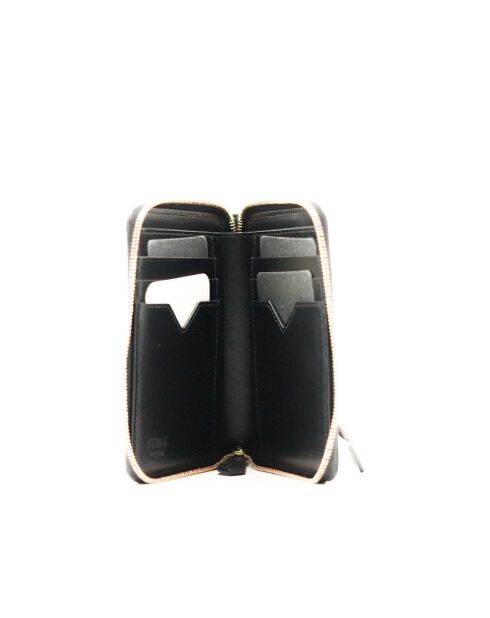 Portafoglio con zip nero Fendi Diamonds - 9x12,5x2 cm - Nuovo