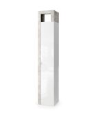 Ancona - Badkameropbergkolom 1 deur + 5 planken betoneffect wit glanzend gelakte gevel - 35x188x35 cm