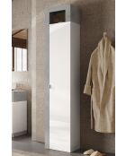 Ancona - Badkameropbergkolom 1 deur + 5 planken betoneffect wit glanzend gelakte gevel - 35x188x35 cm