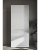 Bari - Armario de pasillo con 2 puertas lacado en blanco brillante, perchero y 2 estantes, 78 x 186,5 x 34,5 cm