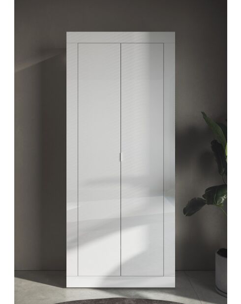 Bari - Armadio da ingresso 2 ante laccato bianco lucido - asta appendiabiti + 2 ripiani - 78x186,5x34,5 cm